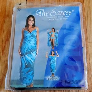Saress in the Aqua Sundown pattern. The design is a simple wrap. Small